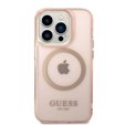 Чoхол GUESS до iPhone 14 Pro, Gold Outline Translucent MagSafe, рожевий