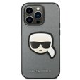 Чoхол Karl Lagerfeld до iPhone 14 Pro, Saffiano Karl's Head Patch, сріблястий