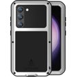 Чoхол Love Mei до Samsung Galaxy S23, armored with glass, сріблястий