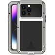 Чoхол Love Mei до iPhone 14 Pro Max, armored with glass, сріблястий